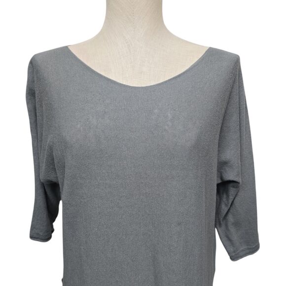 Peruvian Connection Tunic Top Womens Size Small Grey Pima Cotton Linen Knit - Picture 7 of 10